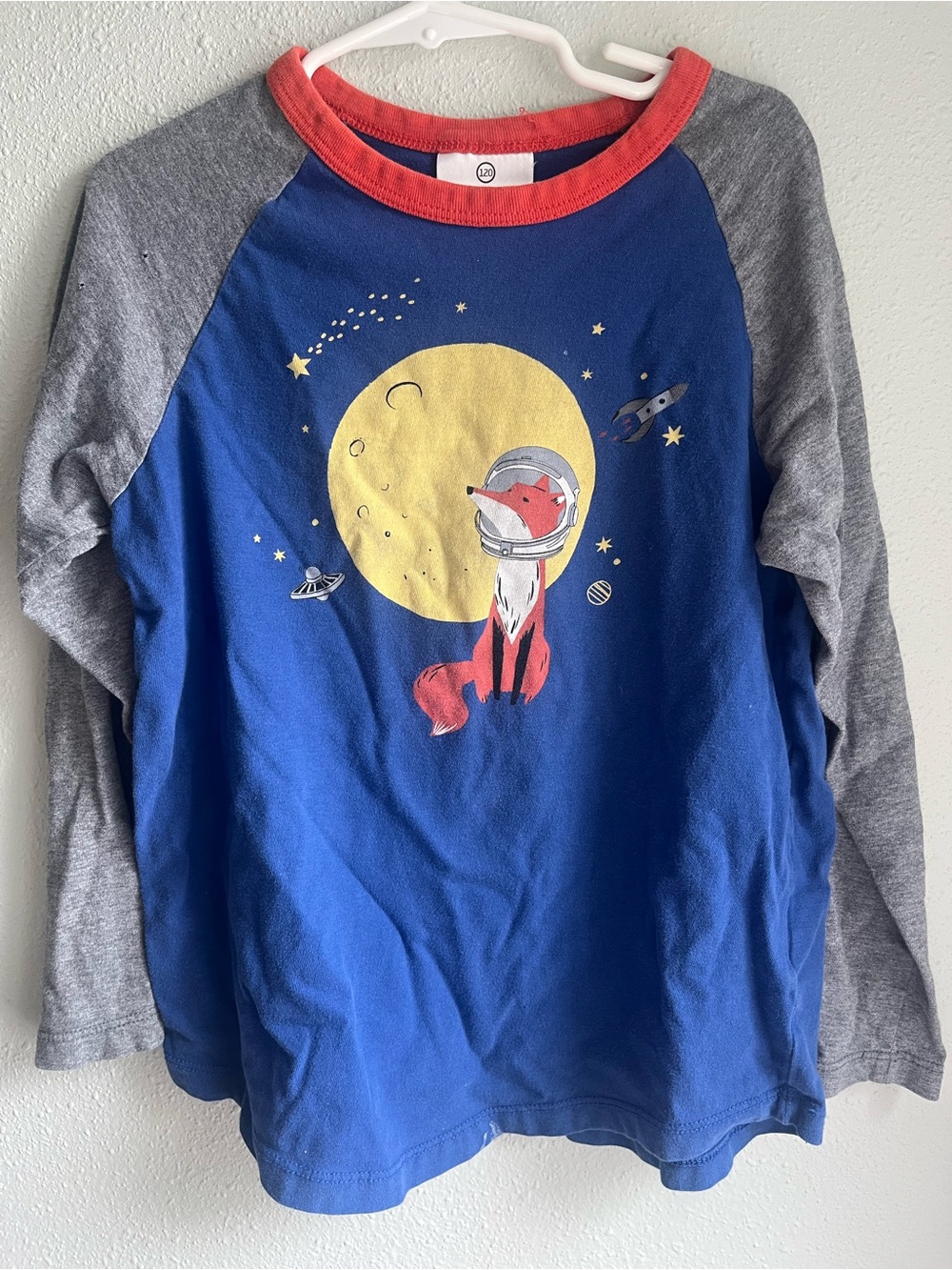 Hanna Andersson Blue Fox Moon Space Long-Sleeve Tee